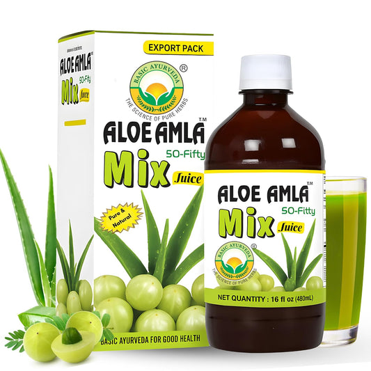 Basic Ayurveda Zumo de mezcla de hierbas de aloe vera y amla 480 ml