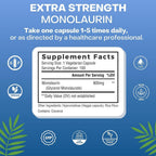 Palmara Health Extra Strength Monolaurin 1.600 mg por Dosis, 800 mg por Cápsula