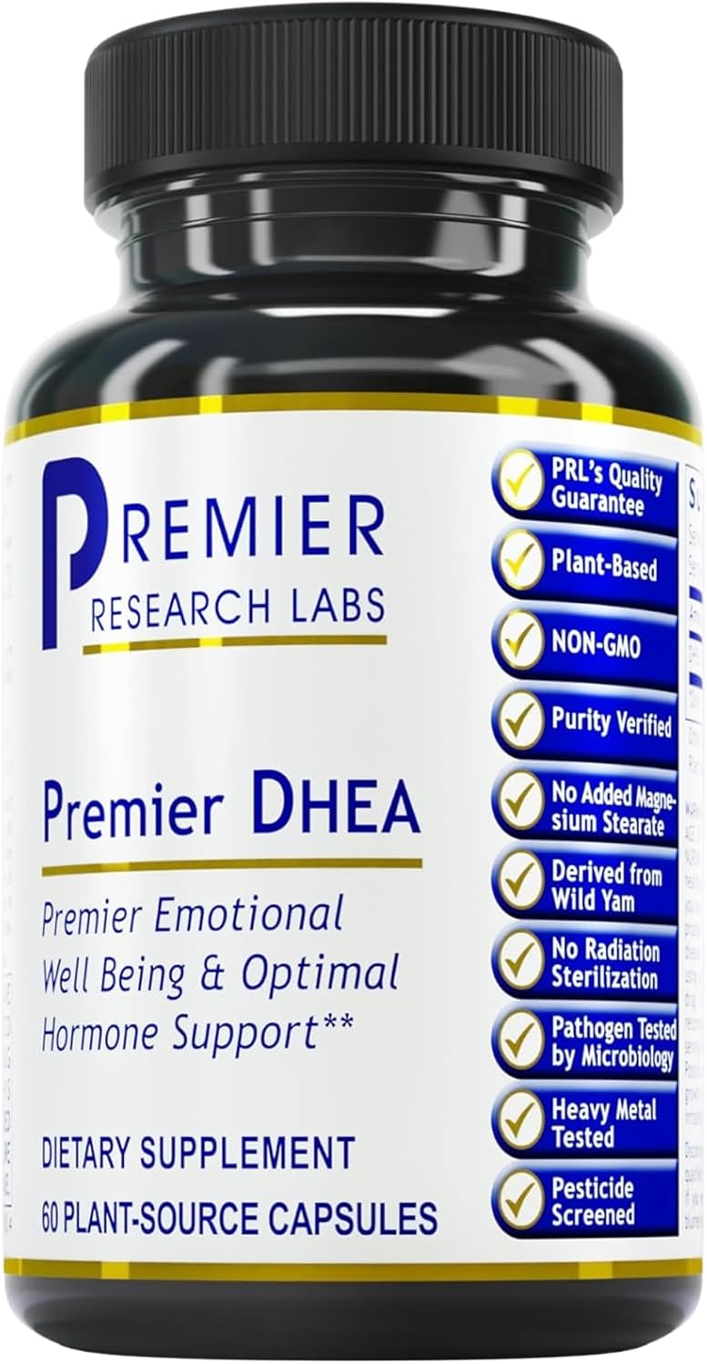 Premier DHEA 25mg - Pure DHEA Supplement - 60 Vegetarian Capsules