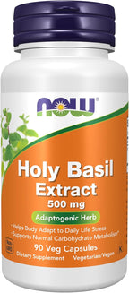 NOW Foods Extracto de Albahaca Santa (Tulsi) 500 mg, 90 Cápsulas Vegetales
