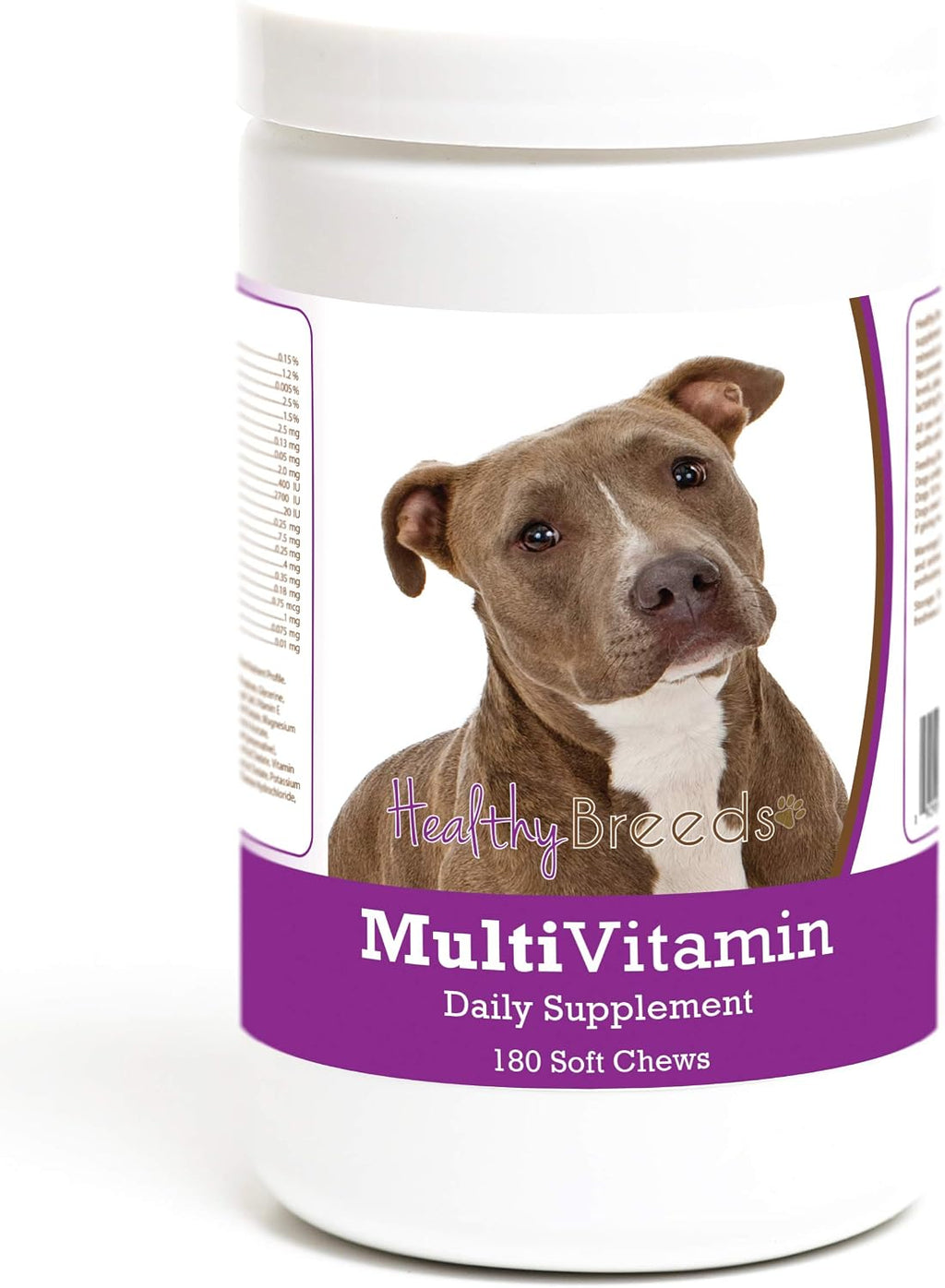 Healthy Breeds Masticables Blandos Multivitamínicos para Perros Pit Bull, 180 unidades