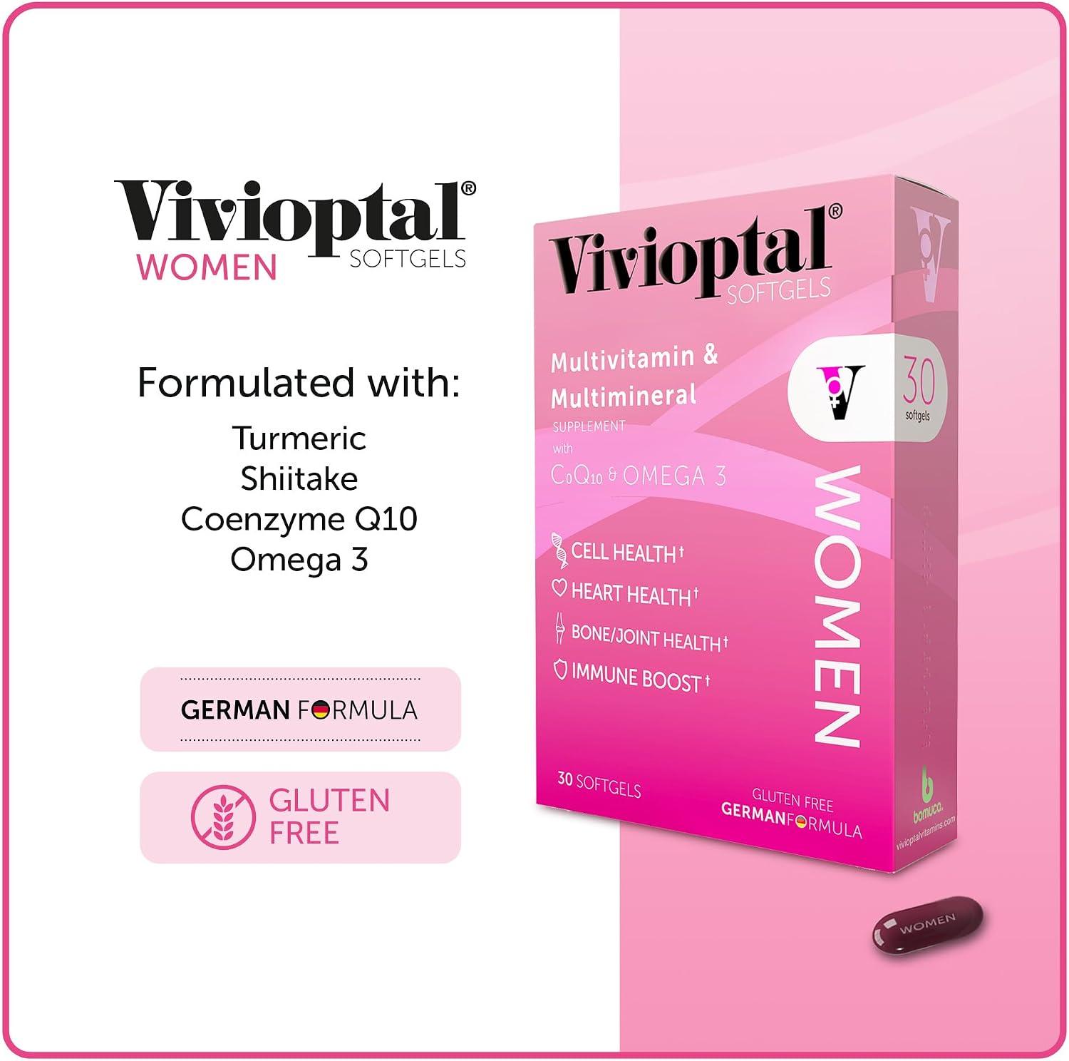 Vivioptal Women - Multivitamínico y Multimineral para Mujeres con CoQ10 y Omega-3 (30 Cápsulas)