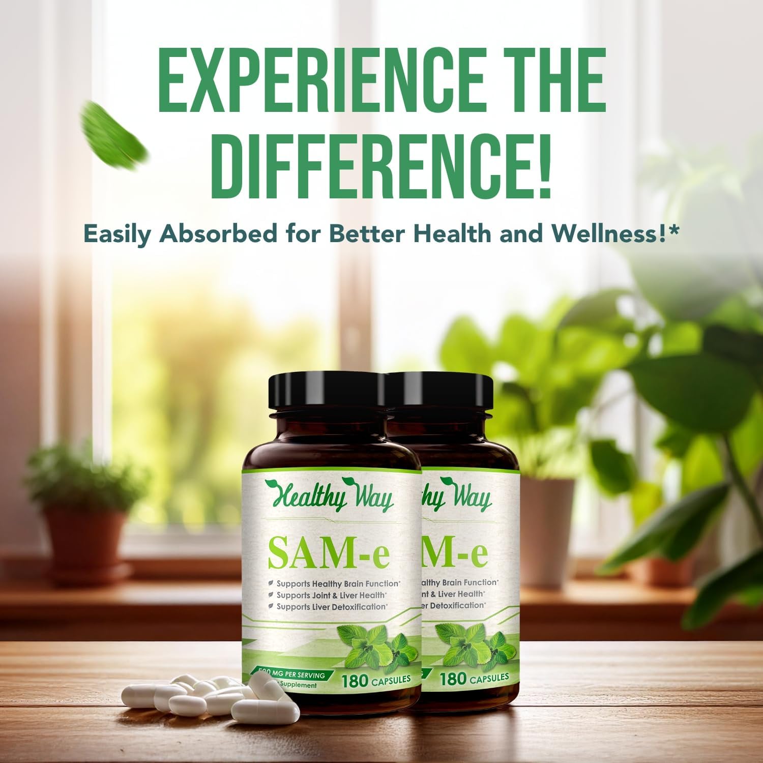 HealthyWayRx SAM-e 500mg - S-Adenosilmetionina - Suplemento de Alta Potencia (360 Cápsulas)