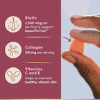 Nature's Bounty Optimal Solutions Hair, Skin and Nails Gominolas de Colágeno y Biotina, 2500 mcg de Biotina y 100 mg de Colágeno por ración, Sabor Cítrico Tropical, 200 uds.