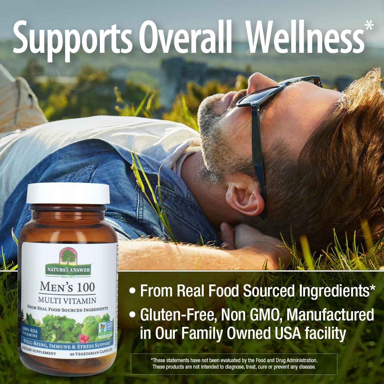 Nature's Answer Men's 100, Multivitamínico para hombres, 60 cápsulas vegetarianas