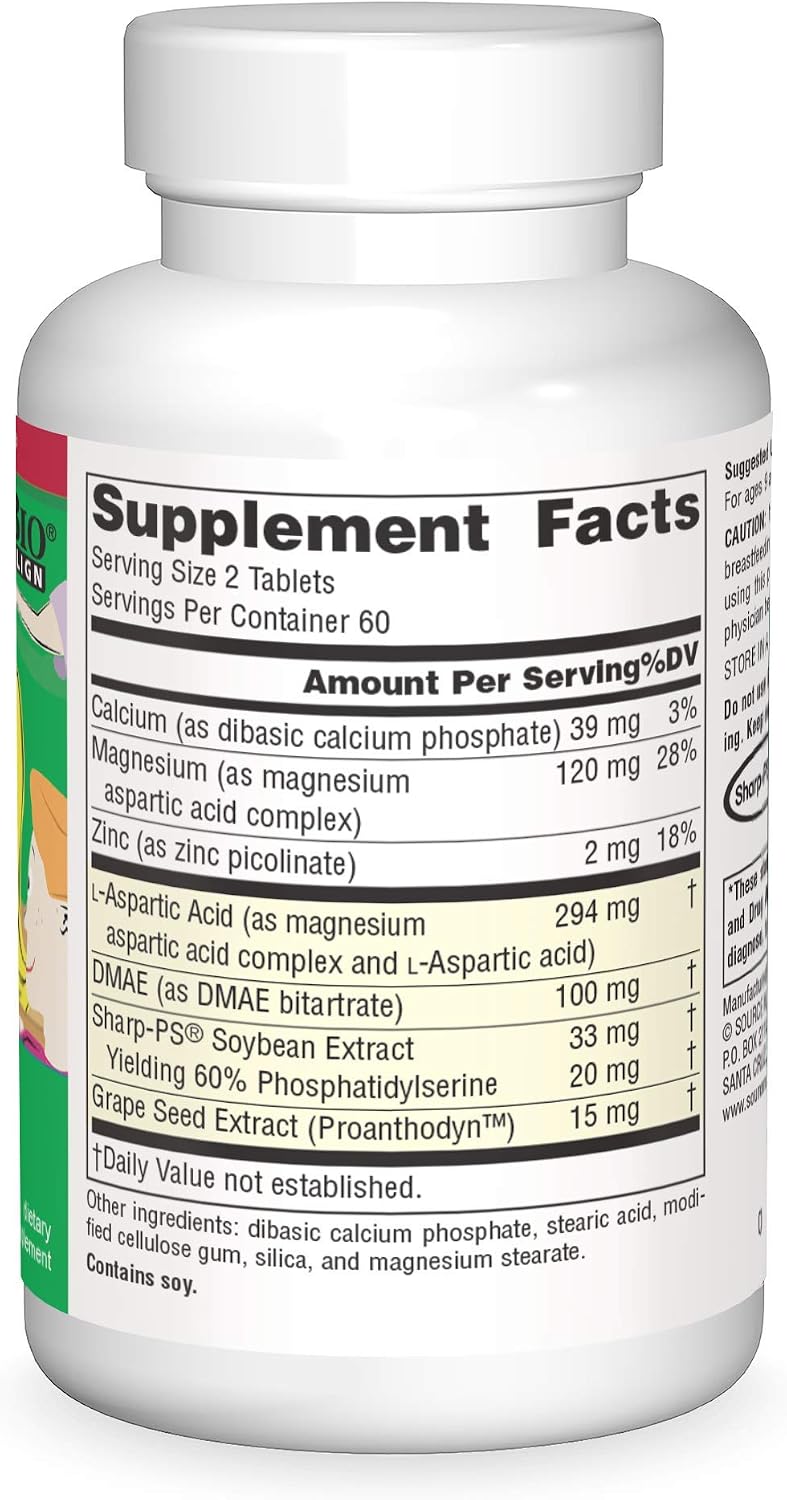 Source Naturals Attentive Child – 120 Tablets – Cognitive Nutrients for Children
