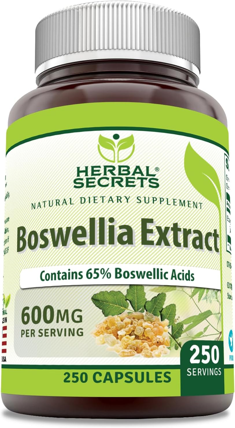 Herbal Secrets Extracto de Boswellia Serrata (65% Ácidos Boswélicos) 600 mg, 250 Cápsulas