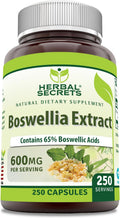 Herbal Secrets Extracto de Boswellia Serrata (65% Ácidos Boswélicos) 600 mg, 250 Cápsulas