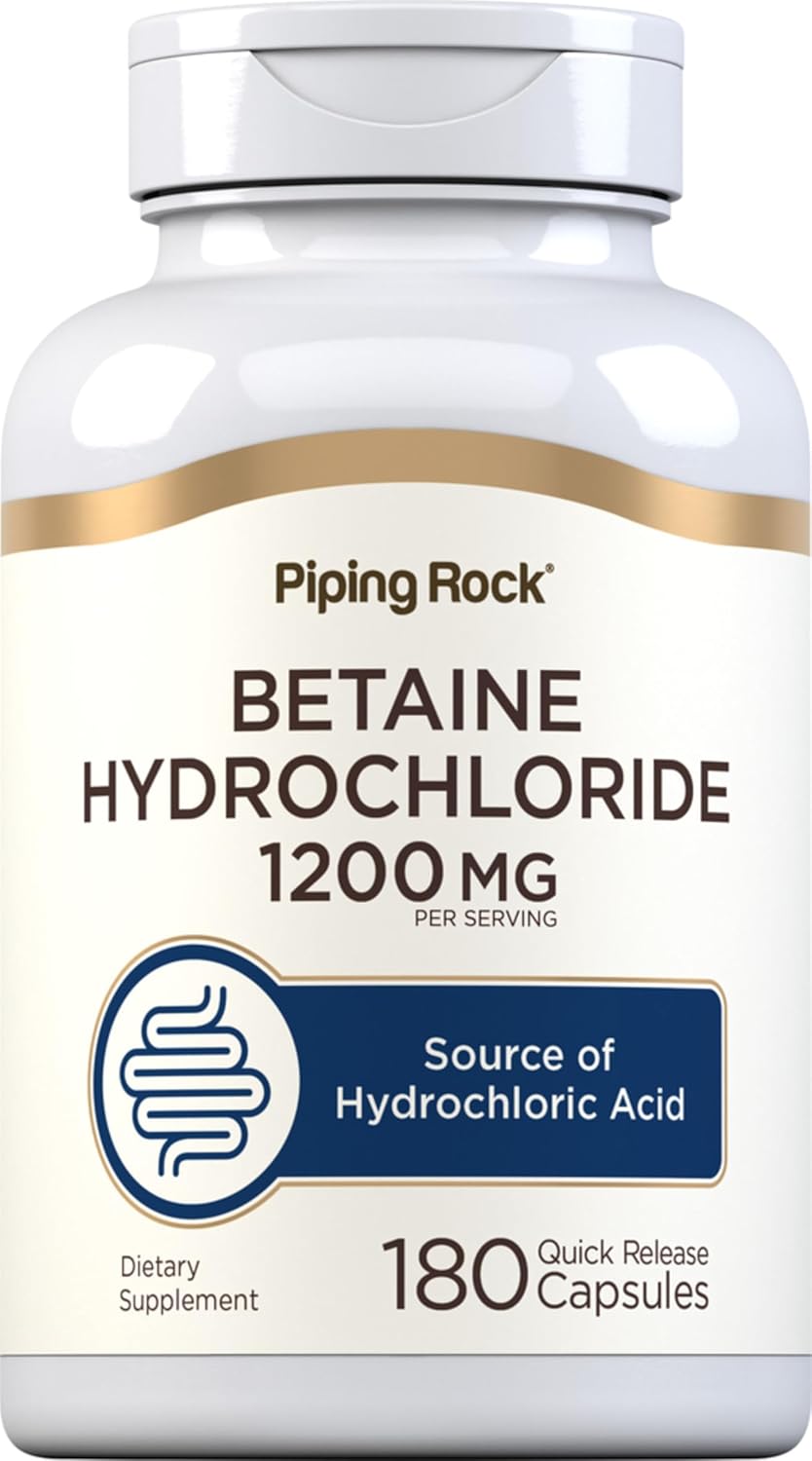 Piping Rock Betaine HCL 1200 mg, 180 Cápsulas