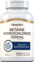 Piping Rock Betaine HCL 1200 mg, 180 Cápsulas