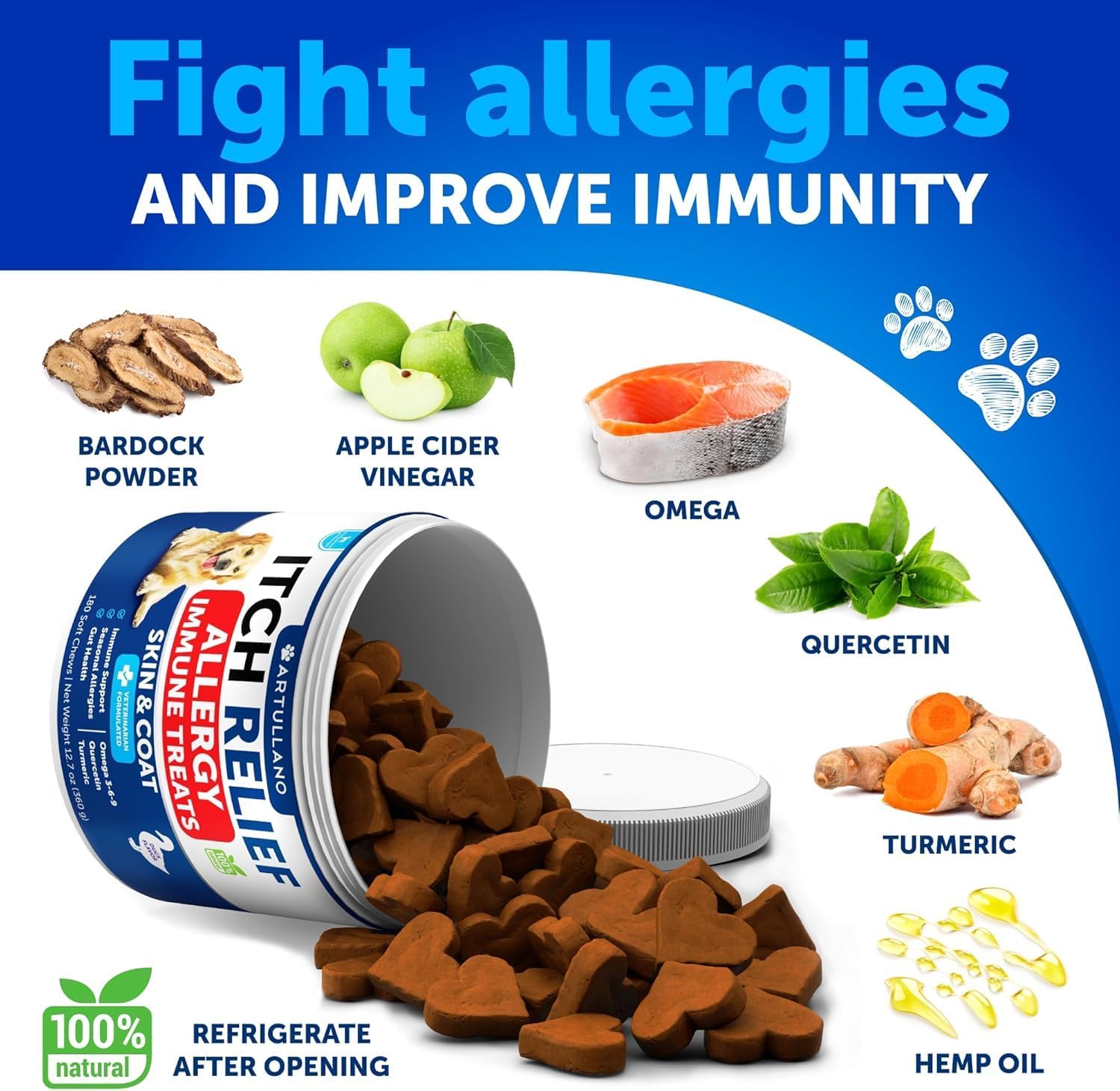 Probióticos para Perros - Apoya la Salud Digestiva, Piel con Picor, Alergias, Inmunidad, Equilibrio de Levaduras - Probióticos y Enzimas Digestivas con Prebióticos - Reduce Diarrea, Gases - 180 Masticables Probióticos para Perros