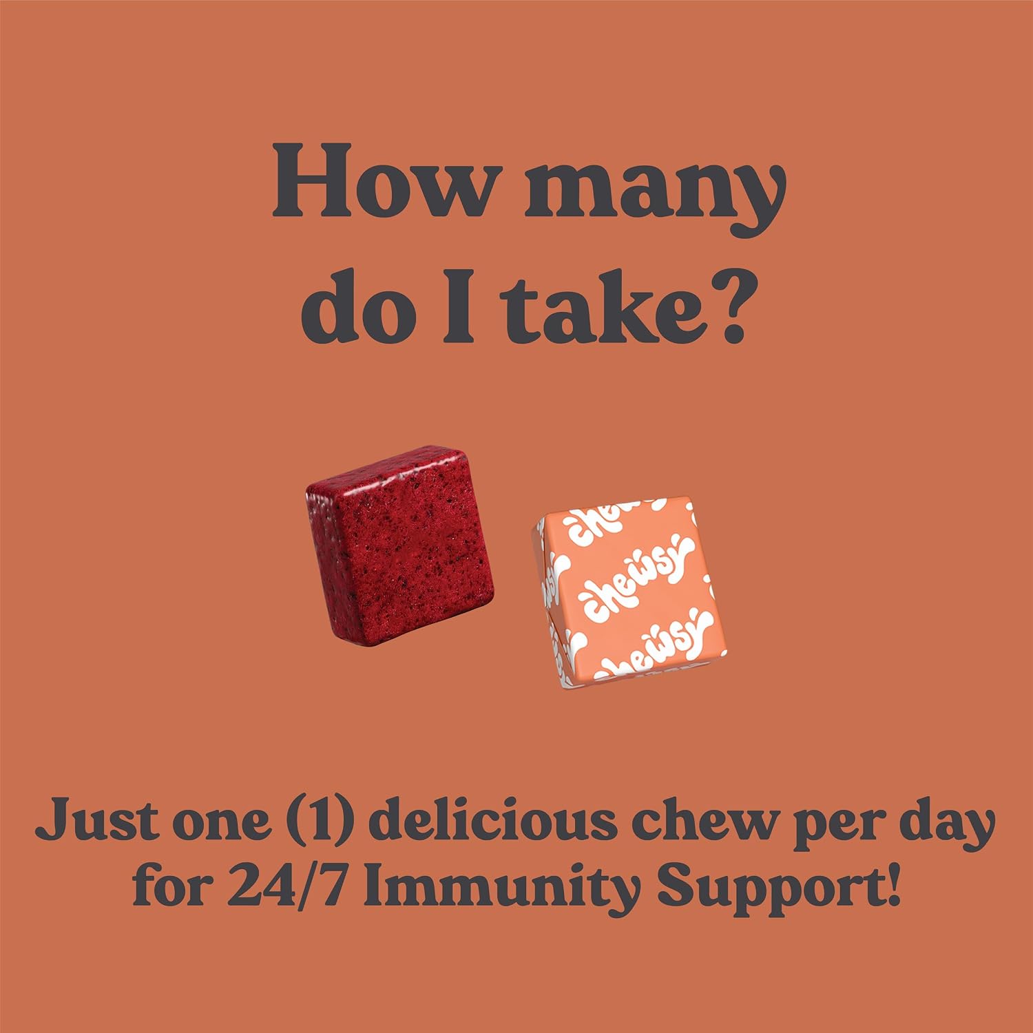 Chewsy - 6 en 1 Apoyo Inmunológico con Saúco, Vitaminas C, A y D, Zinc y Selenio - Caramelos de Fruta Individualmente Envueltos - 6 Días