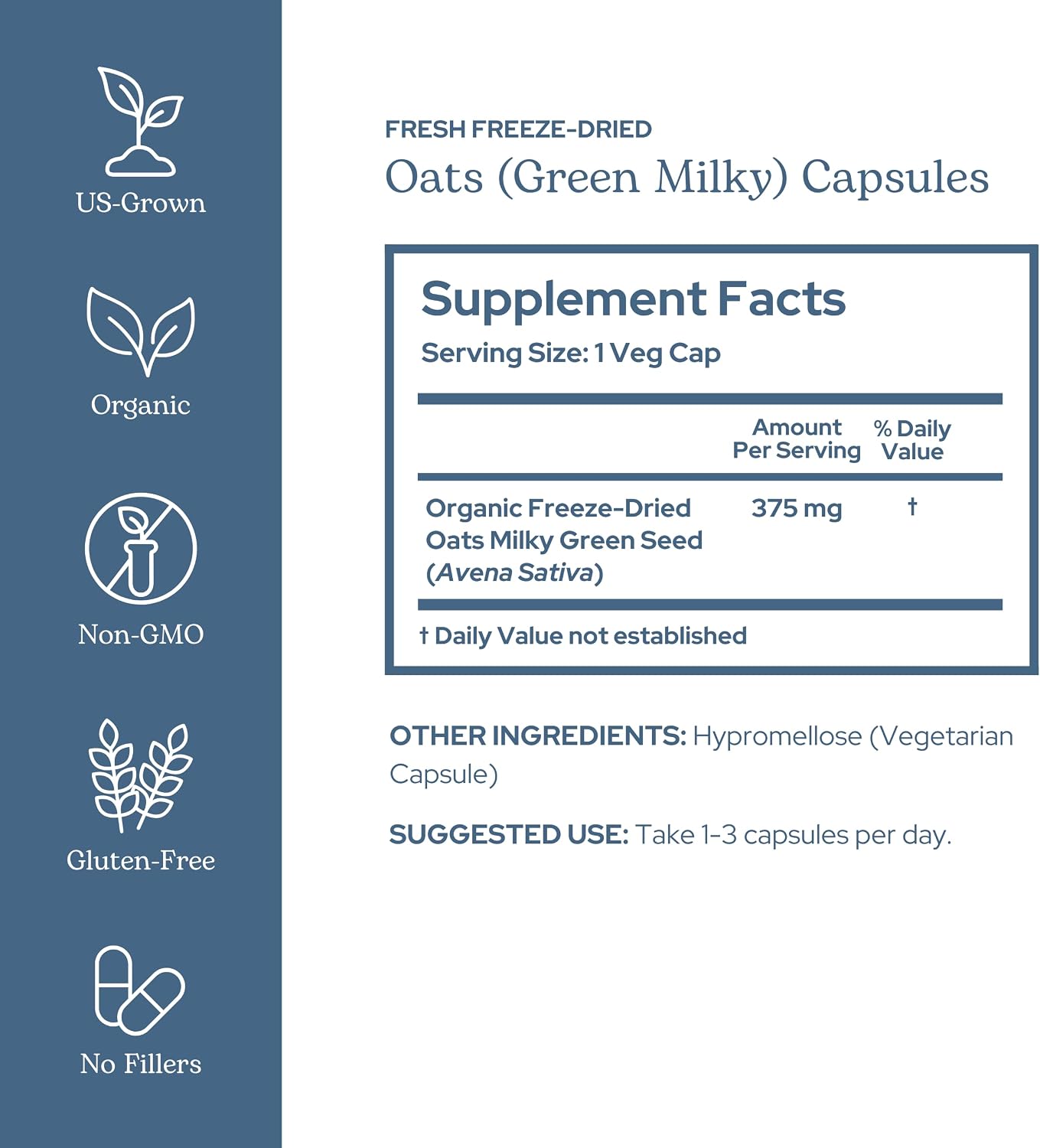 Eclectic Institute - Organic Avena Sativa Capsules | Nervous System Support | 90 Capsules of 375 mg