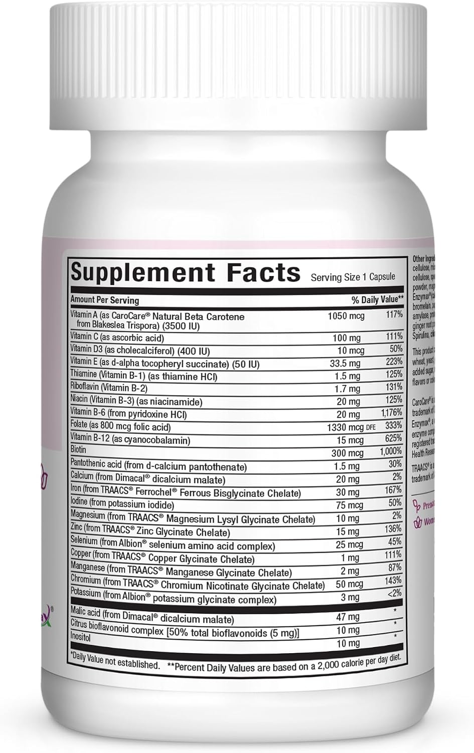 Vitaminas Prenatales Maxi Health - One a Day - Multivitamínico para el Embarazo con Ácido Fólico, Hierro, Vitamina D3, B12, Zinc y Biotina – 60 Cápsulas