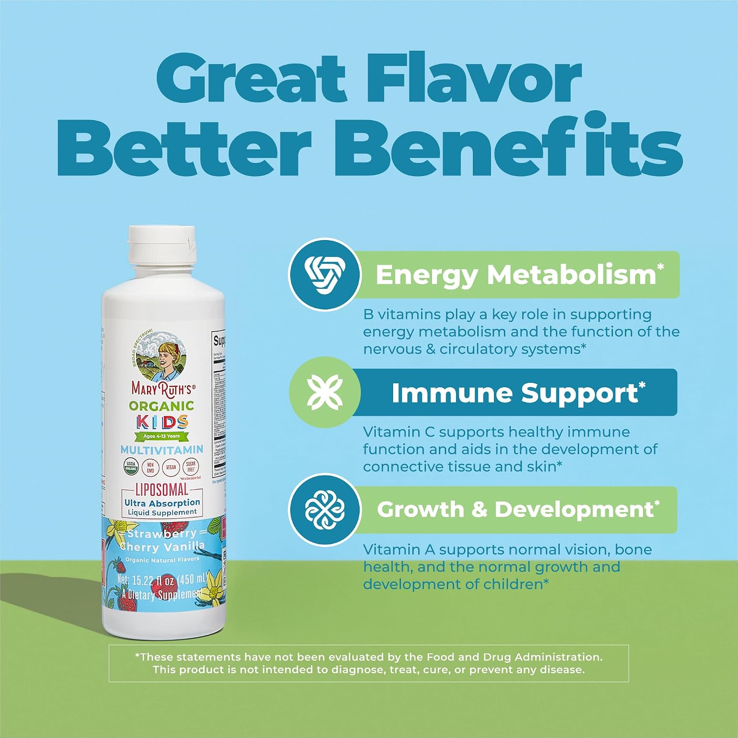 MaryRuth's Multivitamínico Orgánico para Niños con Liposomas, 450 ml