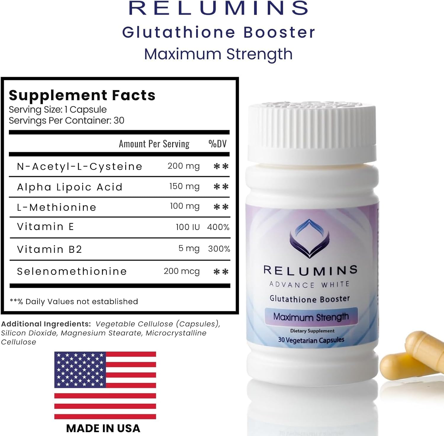 Relumins Advanced Skin Supplement Set - L-Glutathione Complex, Vitamin C and Antioxidants - Nourishing Formula for Healthy Skin - 30-Day Supply