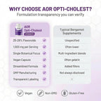 AOR Opti-Cholest Extracto de Bergamota 1000 mg – 60 Cápsulas Veganas – 30 Días