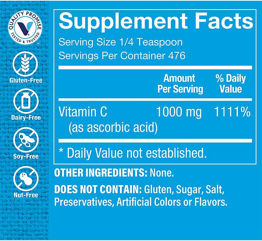 Vitamina C 1000 mg en polvo - Apoyo inmunitario y antioxidante
