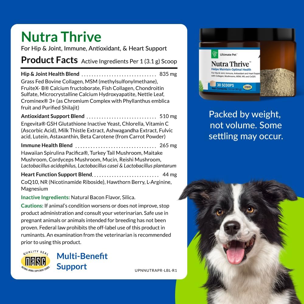 Ultimate Pet Nutrition Nutra Thrive Canine, Suplemento Nutricional en Polvo 40-en-1 para Perros