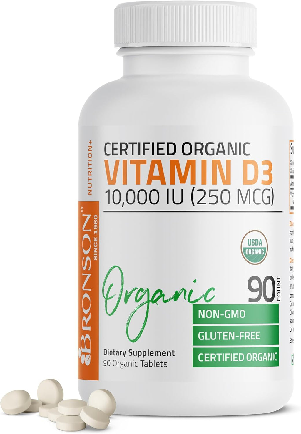 Bronson Vitamina D3 10,000 UI Suplemento Orgánico No-GMO, 90 Comprimidos
