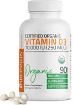 Bronson Vitamina D3 10,000 UI Suplemento Orgánico No-GMO, 90 Comprimidos