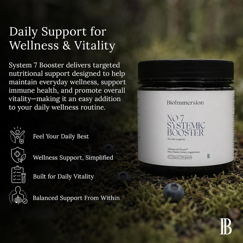 BioImmersion No 7 Systemic Booster – Mezcla Orgánica de Fitonutrientes, Probióticos y Micronutrientes – 150g en Polvo