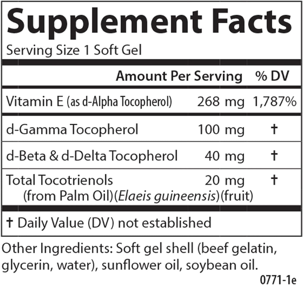 Carlson - E-Gems Elite, 400 UI (268 mg) Vitamina E con Tocoferoles y Tocotrienoles, 120 Perlas Blandas