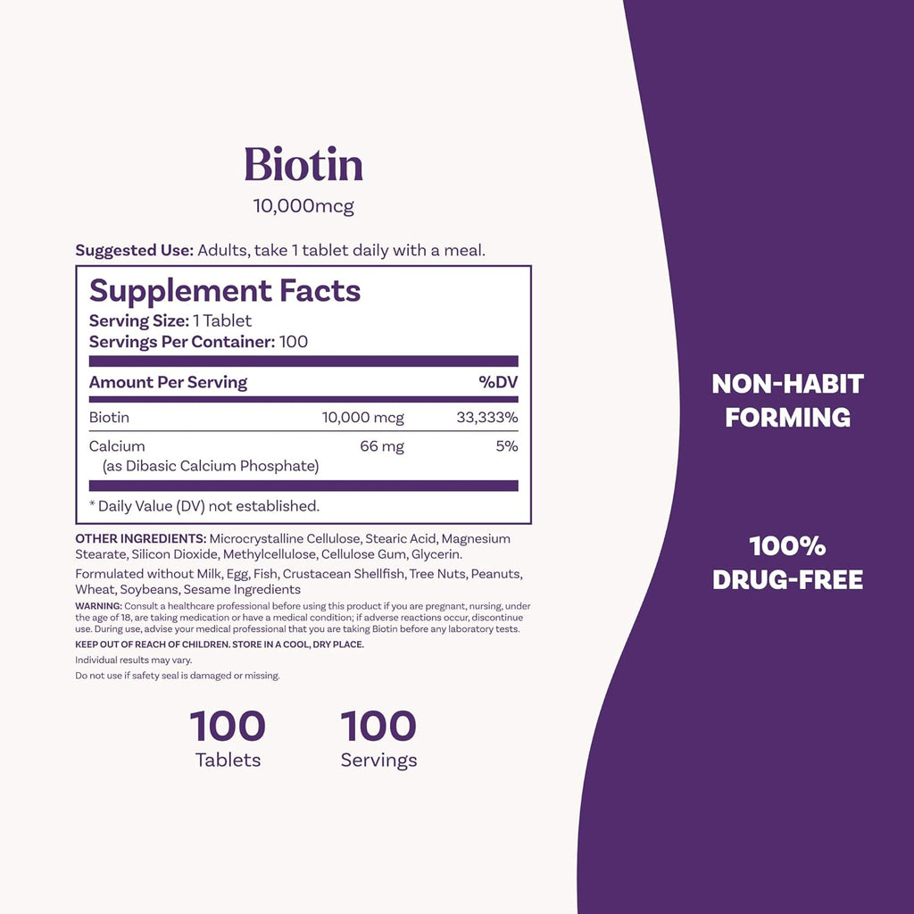 Natrol Beauty Biotin 10,000 mcg, 100 comprimidos