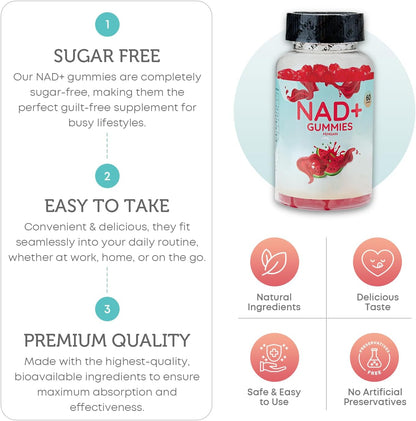 NAD Gummies 1000mg | Suplemento NAD+ Sin – Nicotinamida ribósido (NR): Una forma de vitamina B3 que actúa como – Image 5
