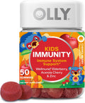 OLLY Kids Immunity Gummy - Immune Support with Wellmune, Elderberry, Vitamin C & Zinc - 50 Cherry Flavor Gummies