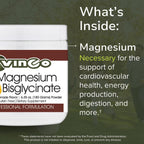 Magnesio Bisglicinato en Polvo - Vinco Inc - Sabor Limonada - 180 g (30 Dosis)