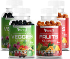 VITINITY Super Greens Multivitamin Gummies - 30 Superalimentos para Adultos y Niños - Sin OGM, Sin Gluten, Sin Azúcar