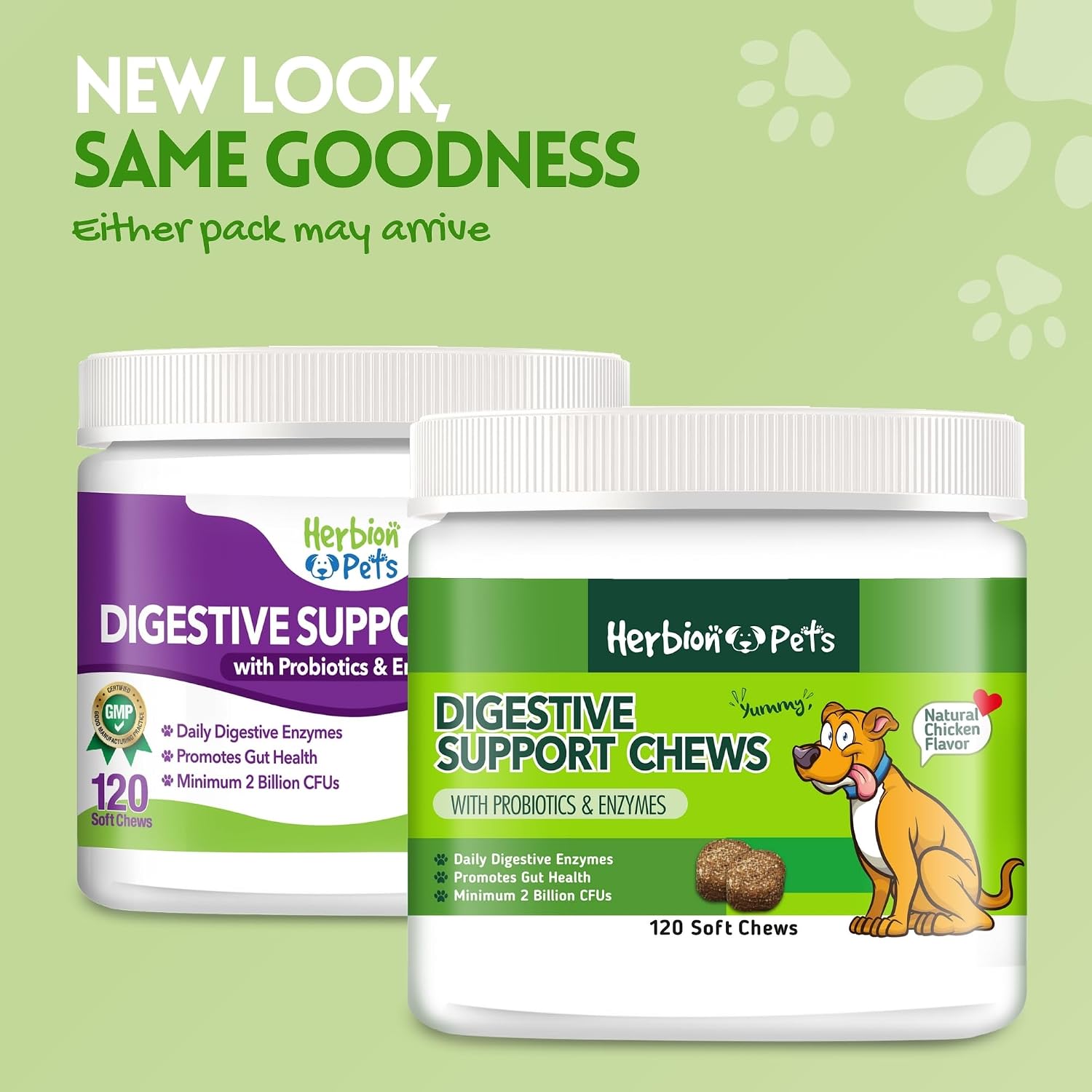 Herbion Pets Digestive Support Chews con Probióticos y Enzimas, 120 Masticables Blandos