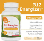 Zahler Energizer - Suplemento de Folato y B12 - Pastillas de disolución rápida sabor cereza - Metilcobalamina 1000 mcg y Ácido Fólico 1360 mcg (90 comprimidos)