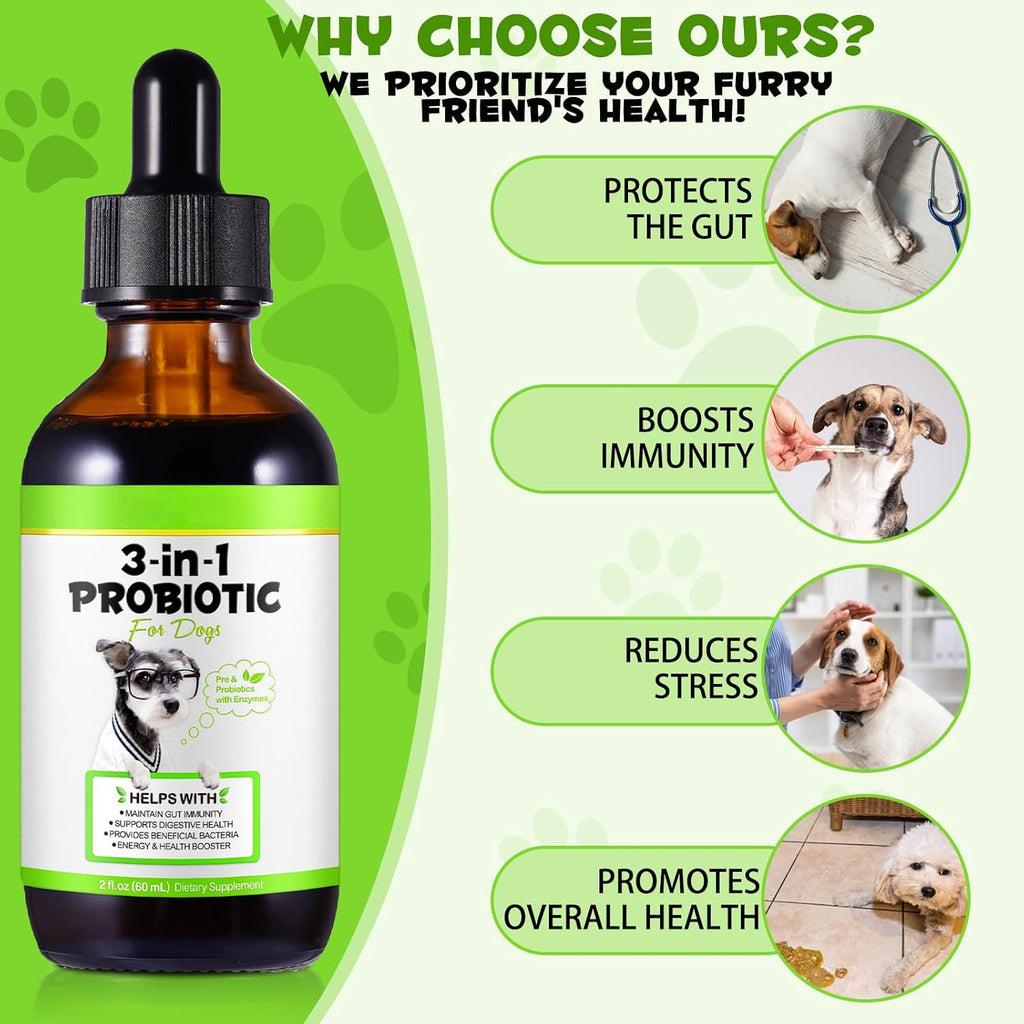 Probiótico Líquido para Perros 3 en 1 - 60 ml | Salud Digestiva e Inmunidad