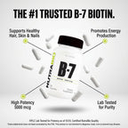 NutraBio Biotina (Vitamina B-7) 5000mcg - 90 Cápsulas Vegetales