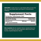 Nature's Bounty Vitamina B12 500 mcg, Comprimidos Sublinguales, 100 Unidades (Pack de 2)