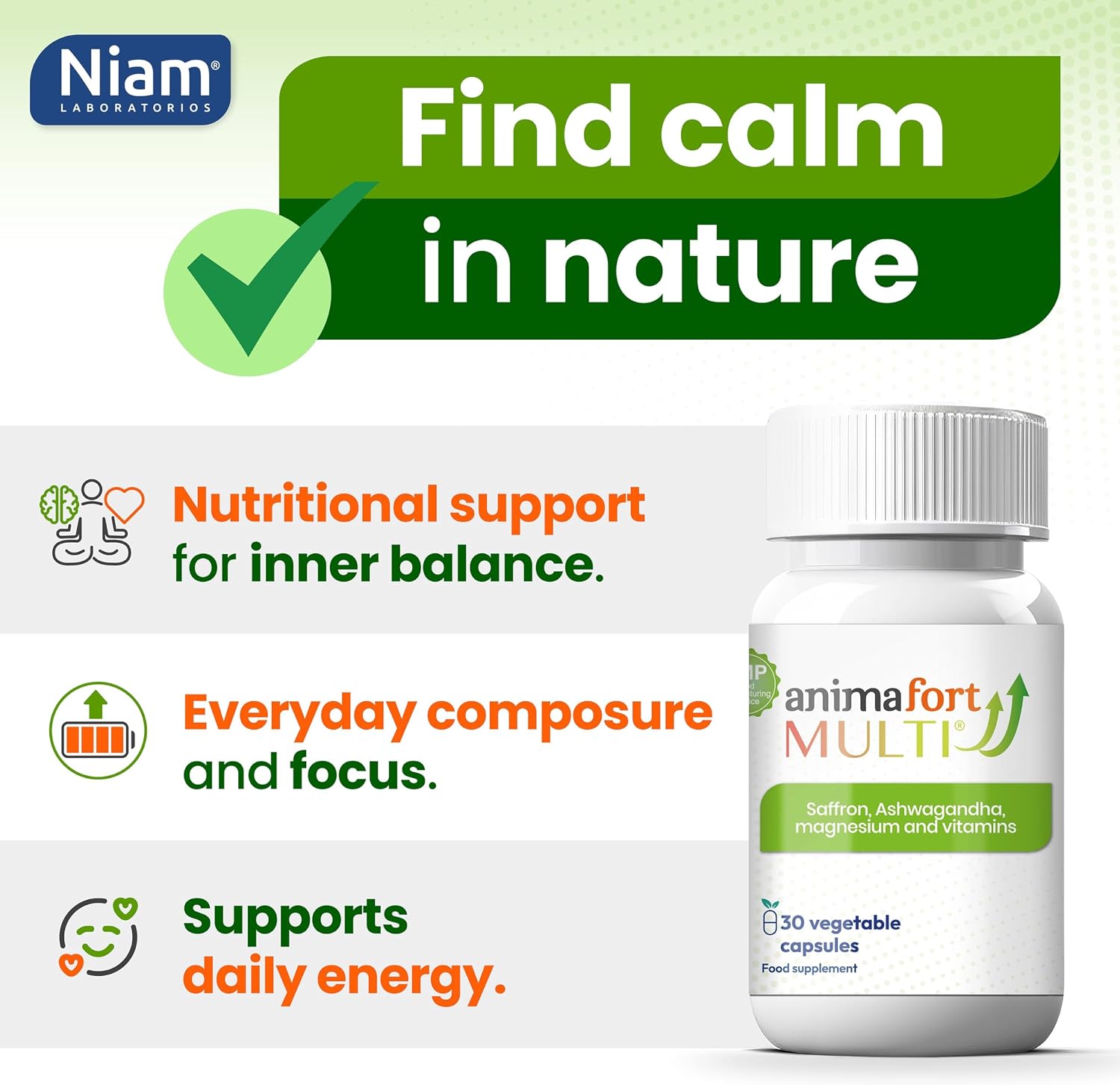 AnimaFort Multi - Ashwagandha KSM-66 y Azafrán - 30 Cápsulas