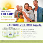 Our Daily Vites L-Metilfolato 1 mg (1000 mcg) - 180 Cápsulas - Folato Activo 5-MTHF, Sin Rellenos