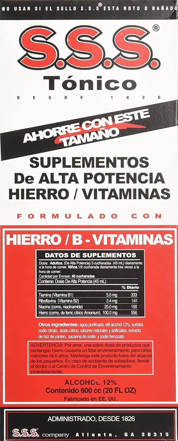 S.S.S. Tonic Liquid - Tónico Multivitamínico con Hierro, 2 Unidades de 591 ml