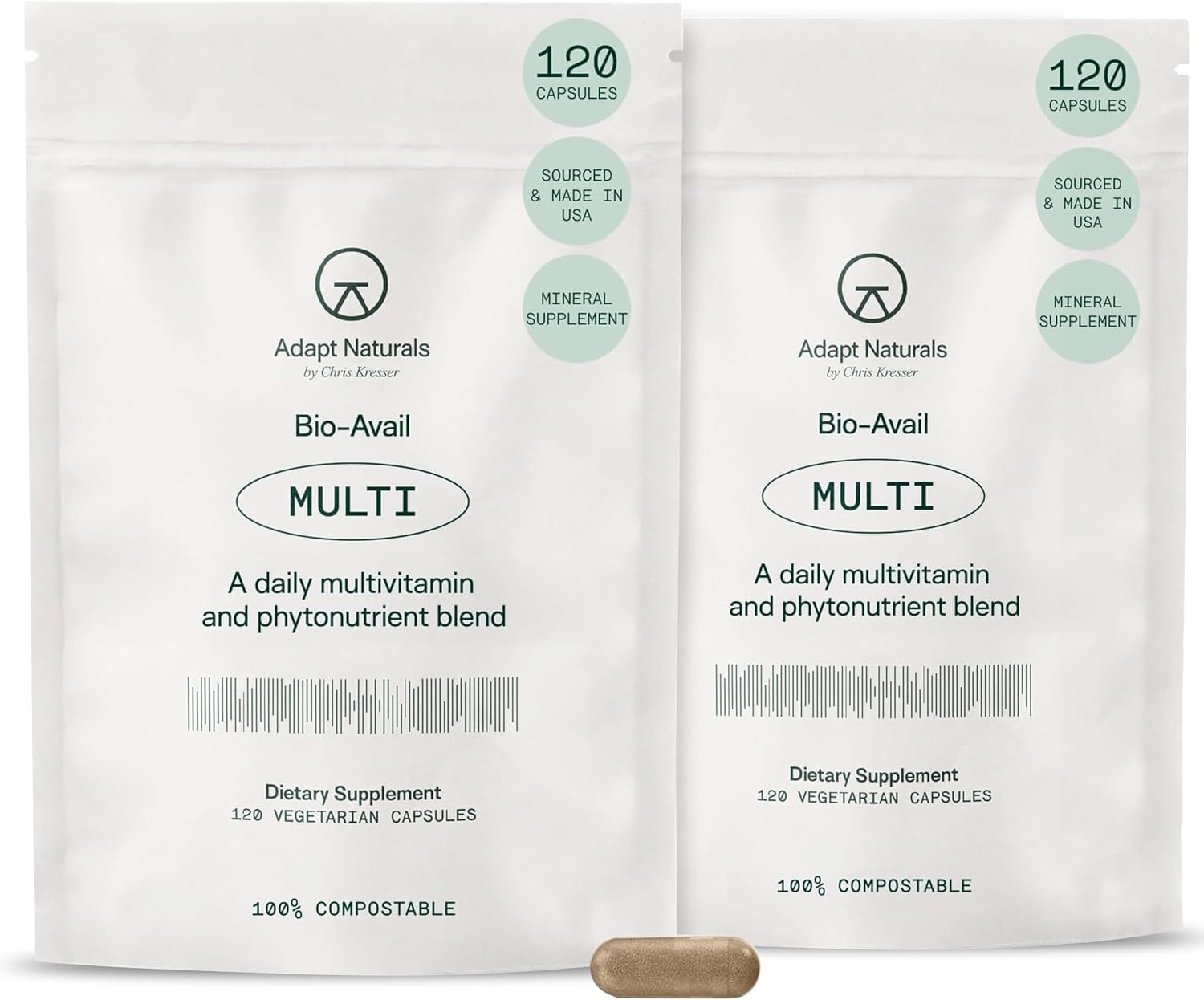 Adapt Naturals Multivitamínico para Mujeres y Hombres, Biodisponible, Fácil Absorción, con Biotina, Niacina, Vitamina A, B, C, D, E, K1, Zinc y Magnesio - Apoyo Inmunitario - 30 Días