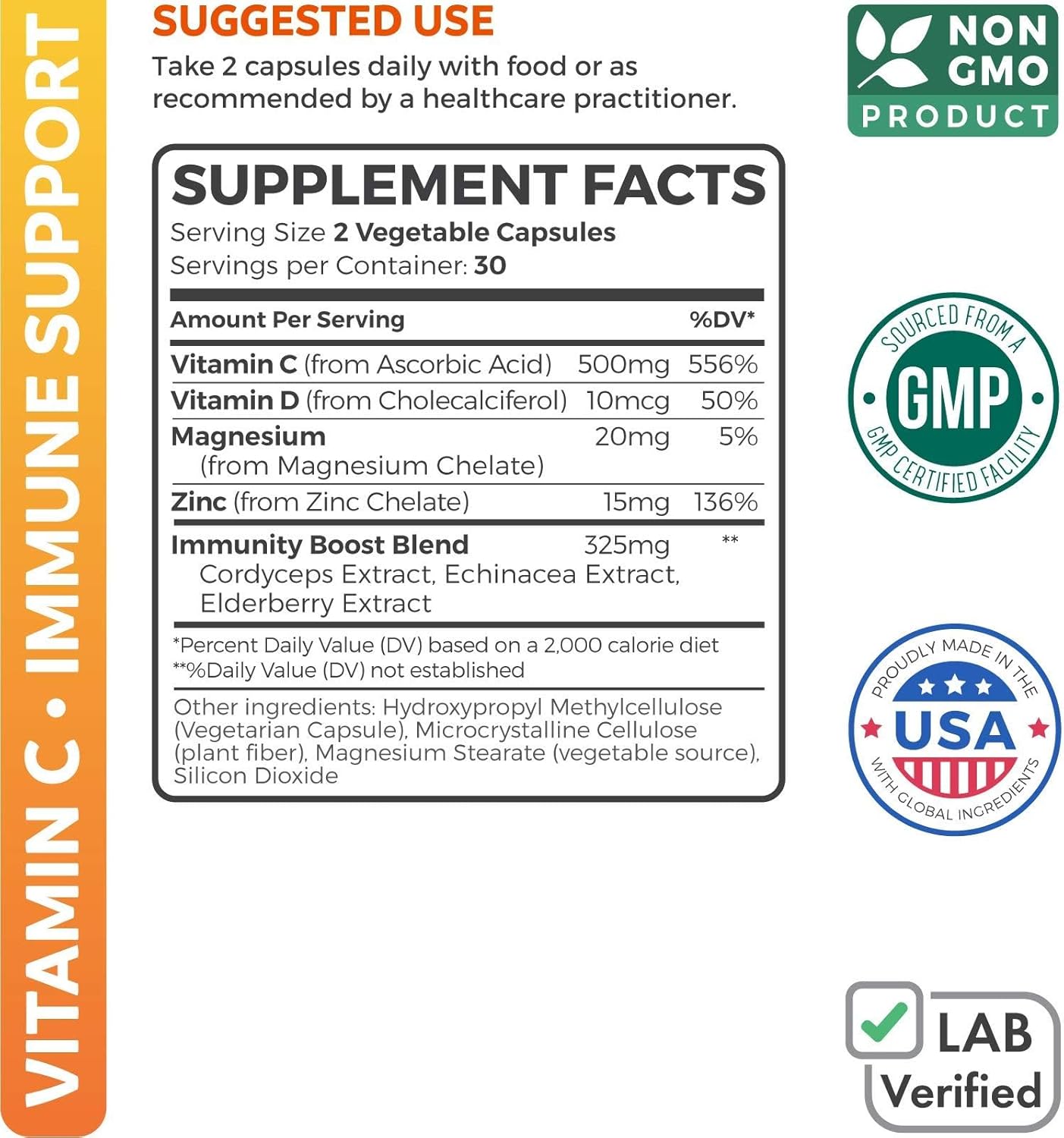 Healths Harmony Complejo Inmunitario con Vitamina C, Zinc y Equinácea - 60 Cápsulas