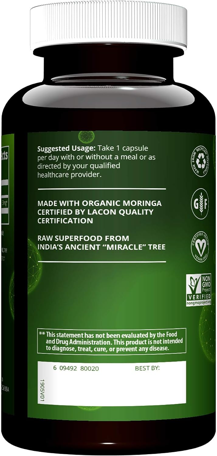 MRM Nutrition Organic Moringa Leaf Capsules - 60 Capsules
