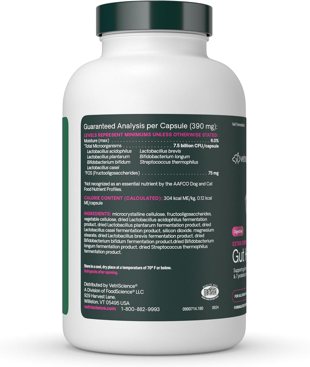 VetriScience Extra Strength Gut Health - Probiótico y Prebiótico para Perros y Gatos - 180 Cápsulas – Image 8