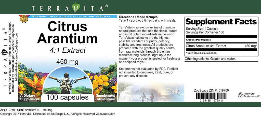 Citrus Arantium 4:1 - 450 mg (100 Cápsulas)