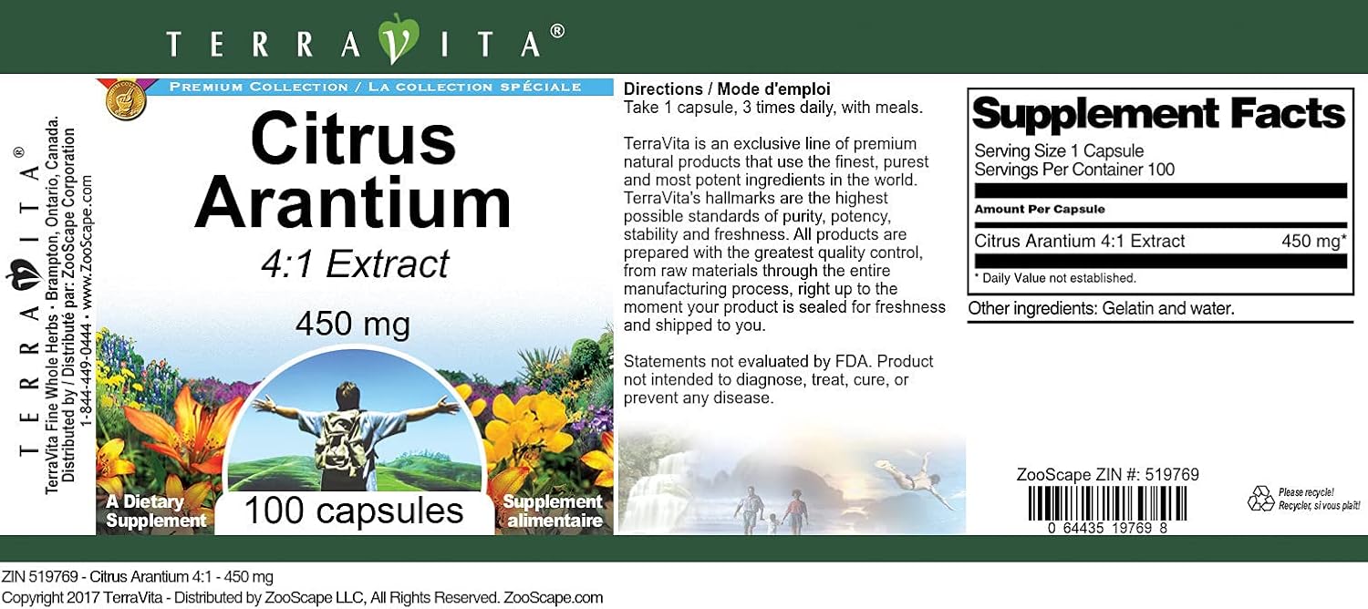 Citrus Arantium 4:1 - 450 mg (100 Cápsulas)