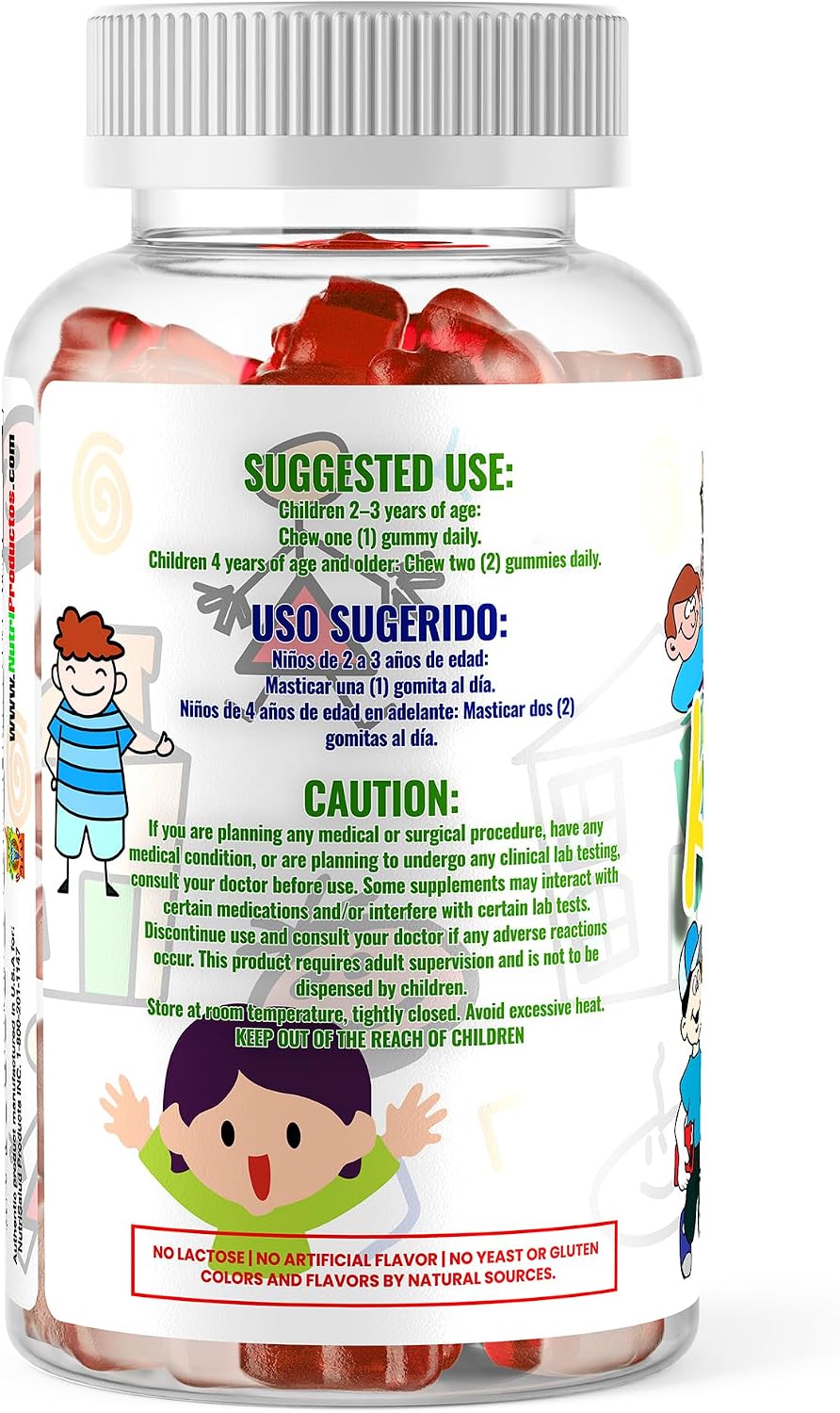 Children's Multivitamin Gummies - 160 Gummies, Natural Fruit Flavors - Nutrisalud