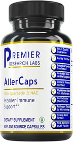 Premier Research Labs AllerCaps – Suplemento para la salud pulmonar con NAC, bromelina, reishi y quercetina – 60 cápsulas vegetales