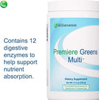 BioGenesis Premiere Greens Multi Fine Powder, Vainilla Baya, 392 Gramos