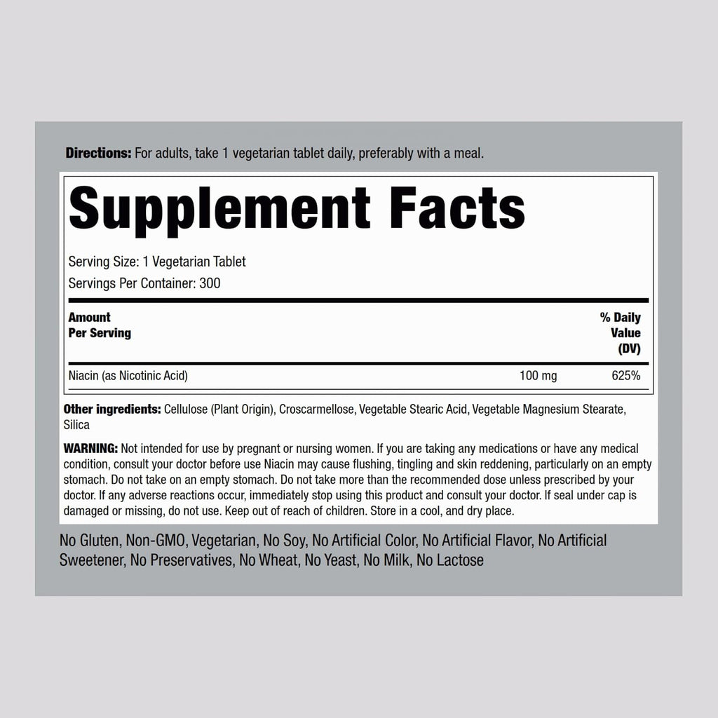 Piping Rock Niacina 100mg - 300 Comprimidos